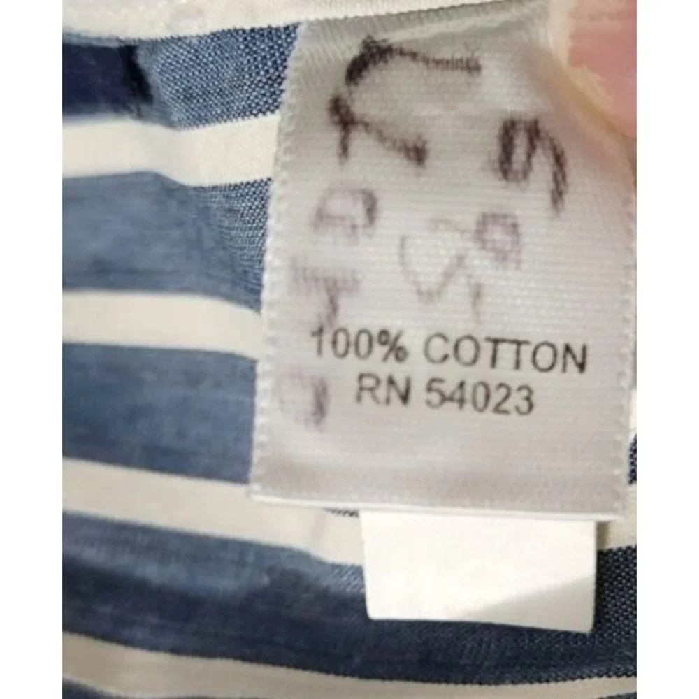 Banana Republic Blue White Striped Classic Fit Long Sleeve Button Up Shirt Sz XL